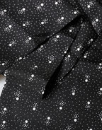 Black White Silk Dotted Print Foulard 140cm X 15cm Scarf