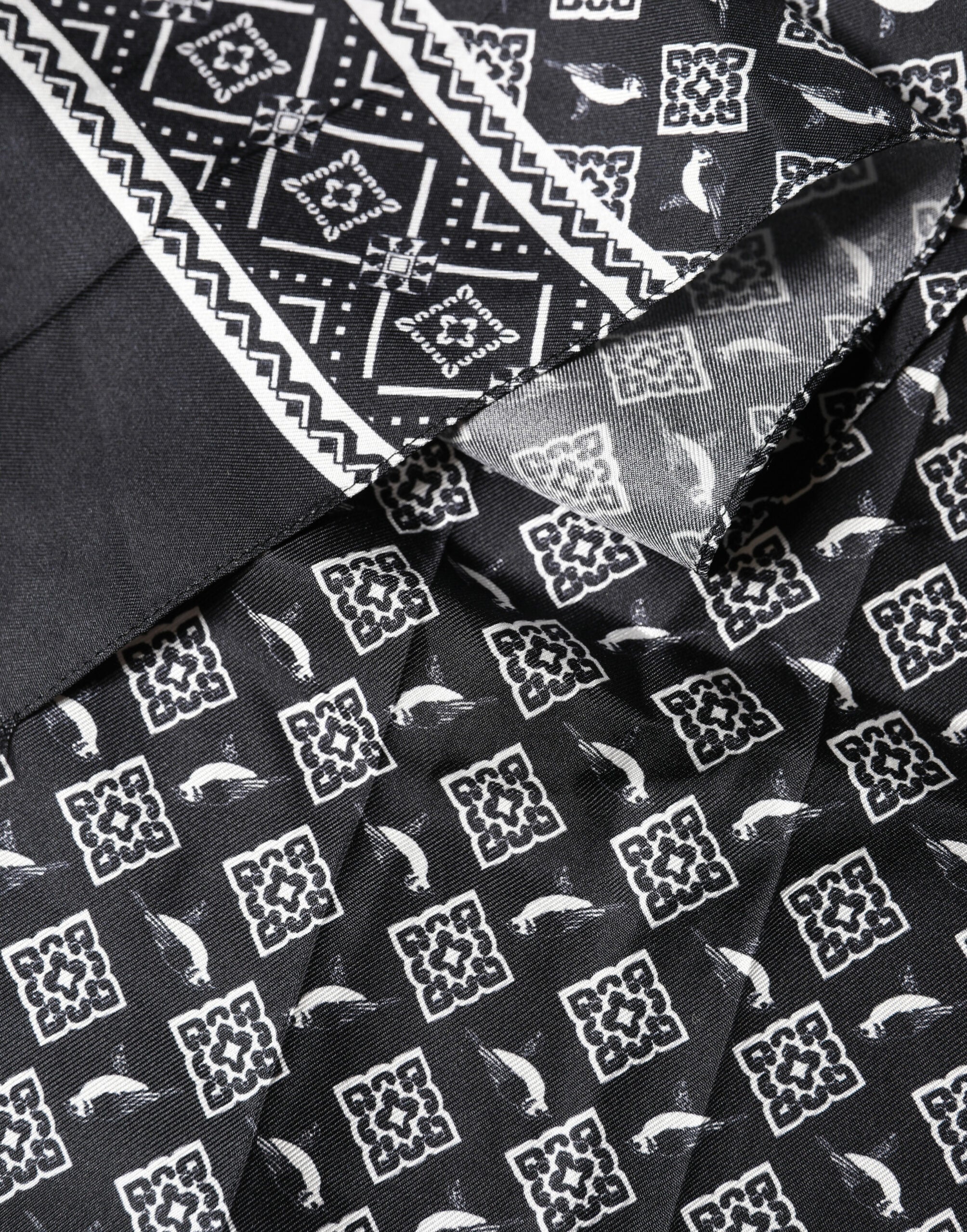 Black Gray Silk Bird Fringe Wrap Foulard 140cm X 23cm Scarf