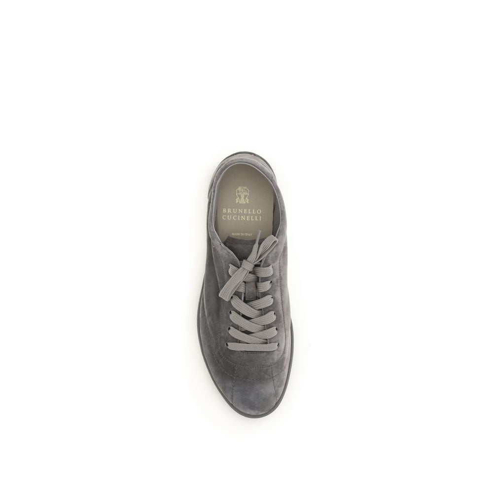 Gray Calf Leather Bos Taurus Low Top Sneakers