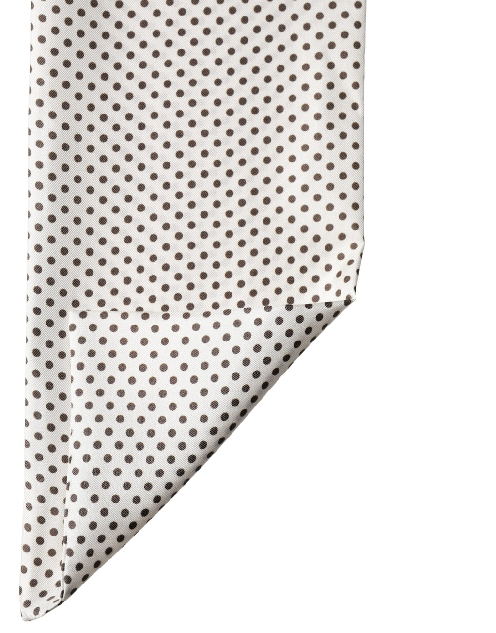 White Brown Polka Dot Silk Bandeau Neck Wrap 151cm x 13cm  Scarf