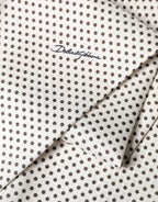 White Brown Polka Dot Silk Bandeau Neck Wrap 151cm x 13cm  Scarf