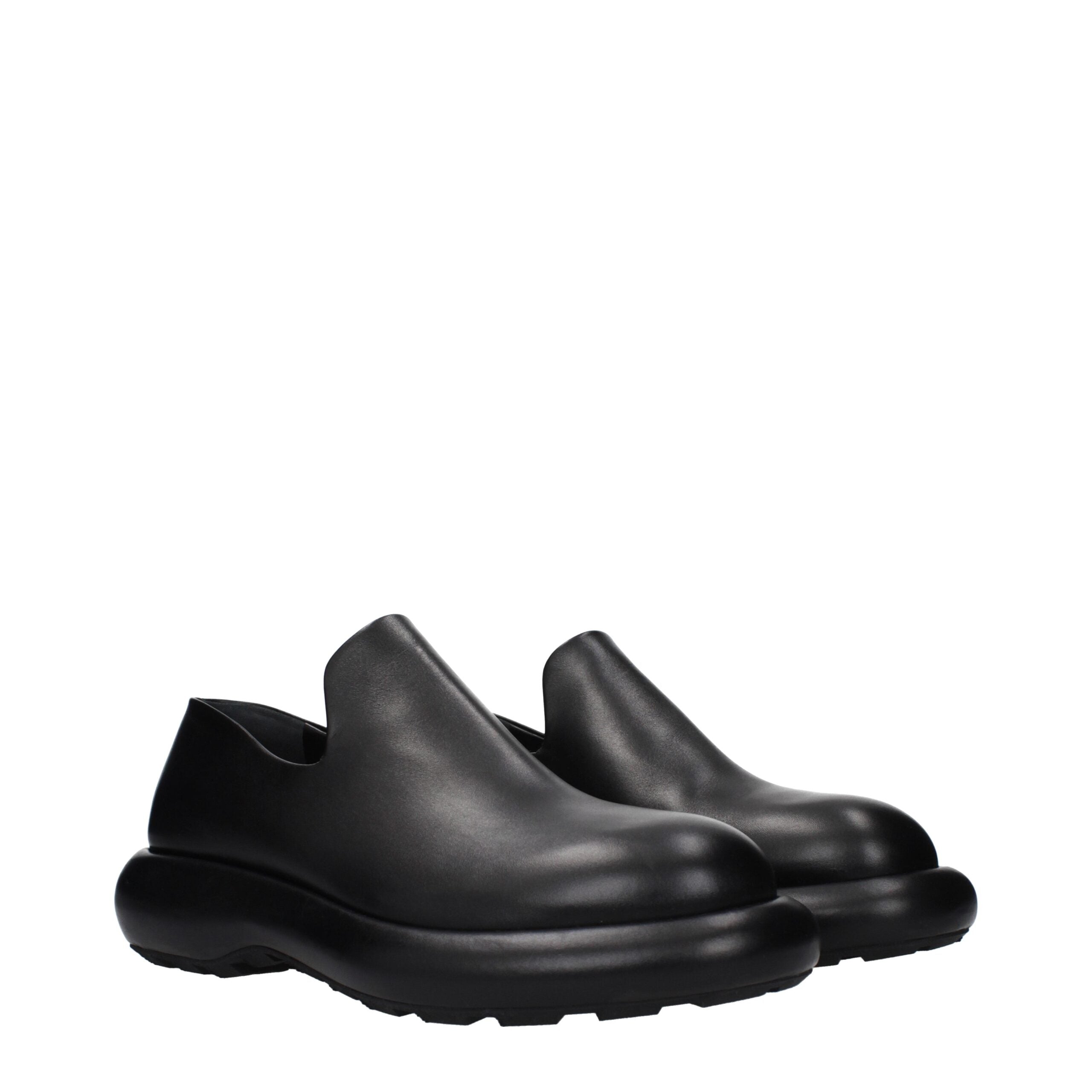 Black Leather Slip-On Loafers