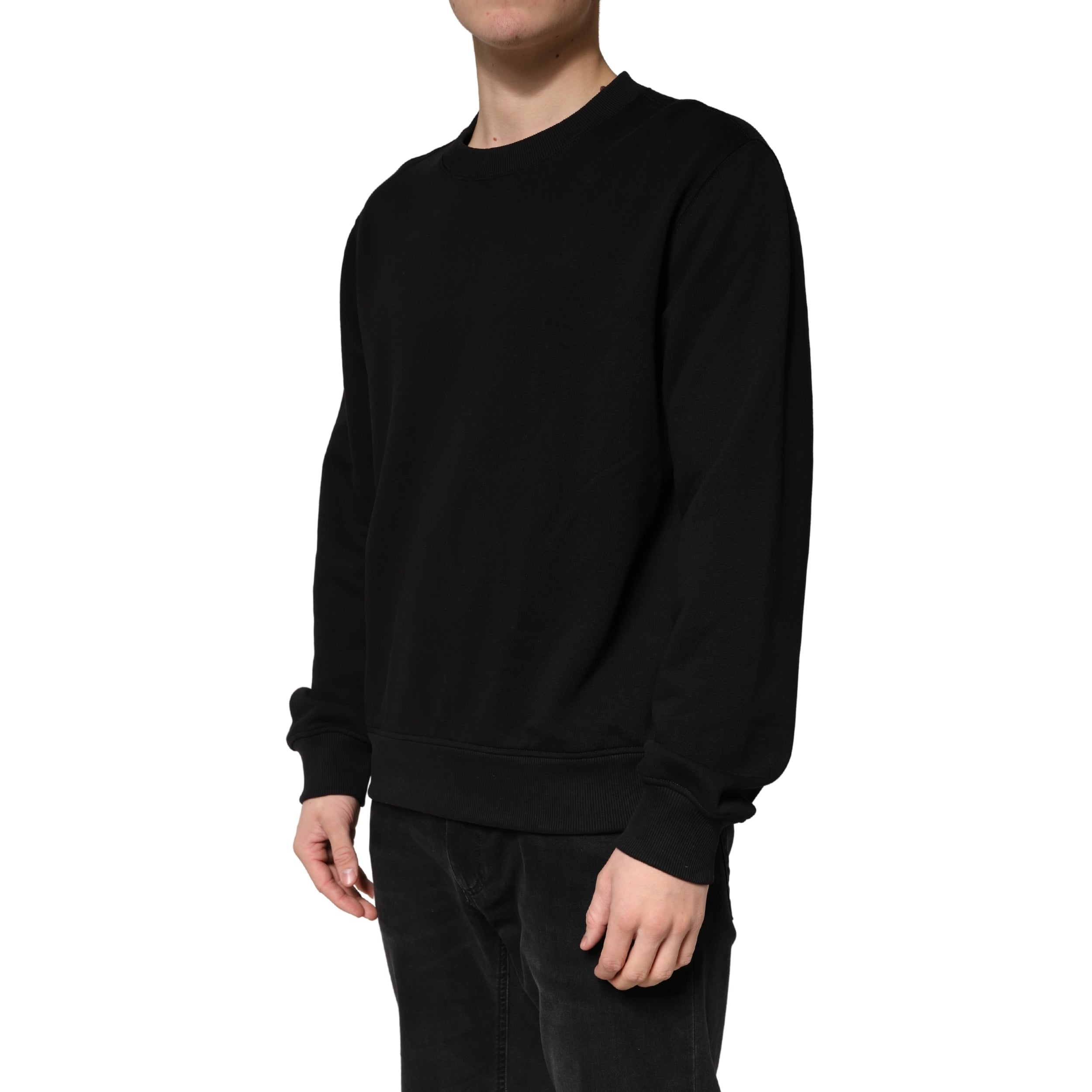 Sweater Black Cotton Crewneck Sweatshirt