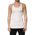 Ivory Cotton Ribbed Sleeveless Tank Top  T-shirt