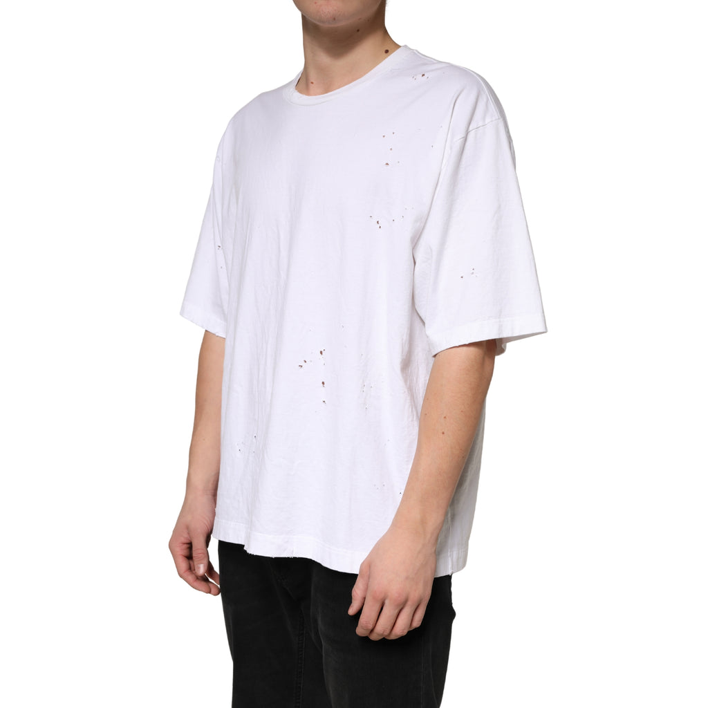 White Cotton Crewneck Short Sleeve T-Shirt