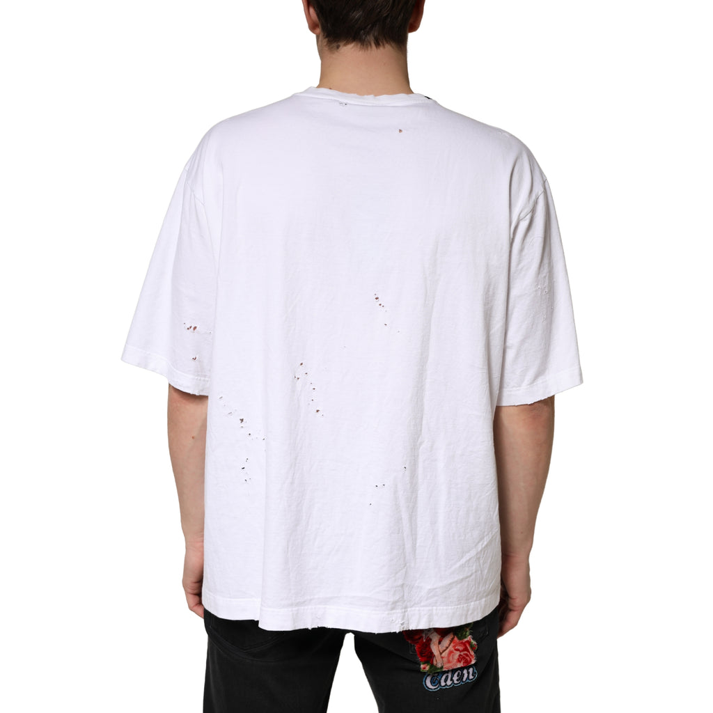 White Cotton Crewneck Short Sleeve T-Shirt