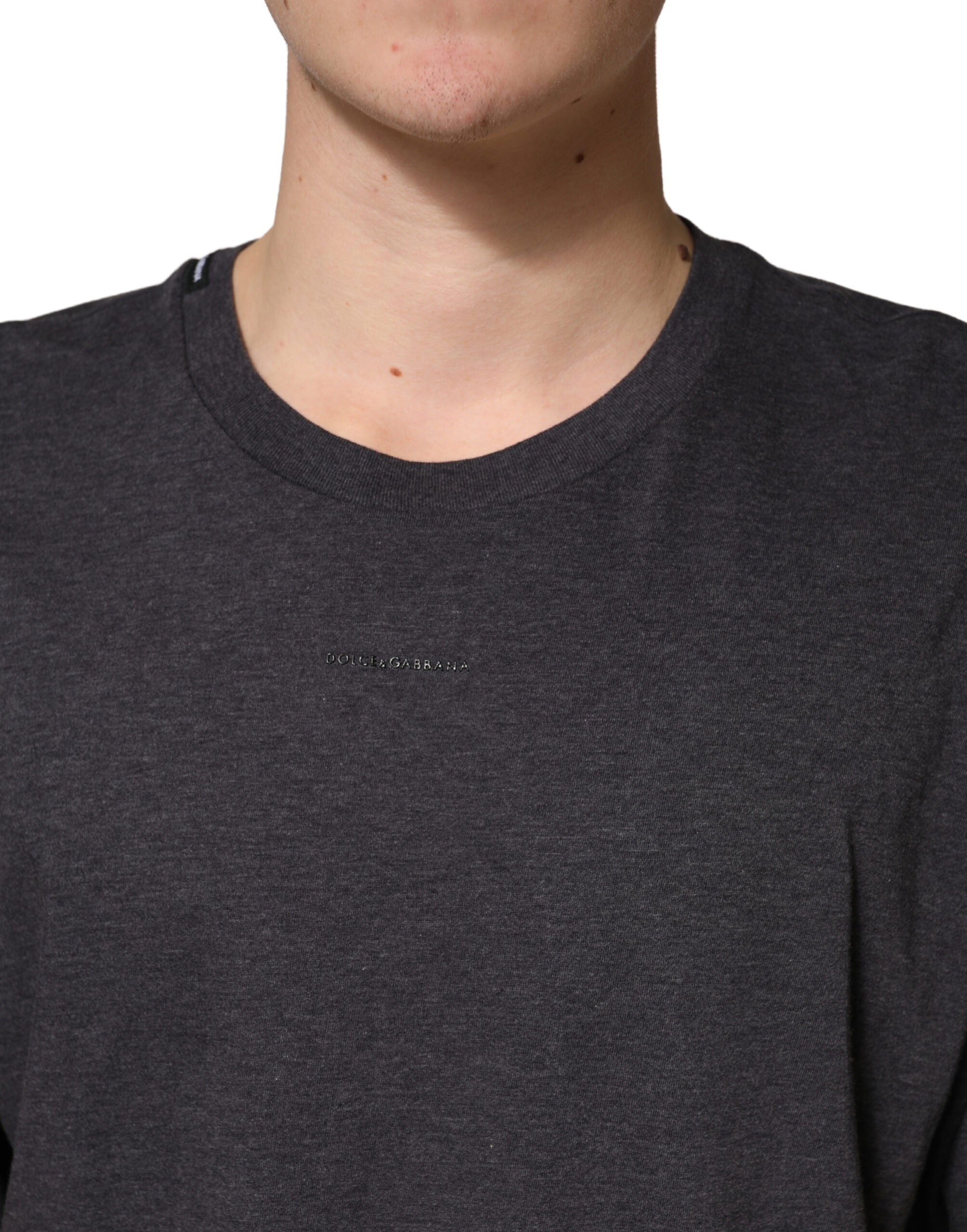 Dark Grey Cotton Crewneck Short Sleeve