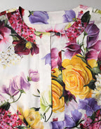 Multicolor Floral Cotton Longsleeves Midi Dress