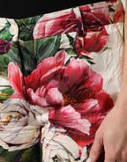 Multicolor Rose Floral Cropped Trousers Pants