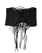 Black Polyester LaceUp Waist Cincher Corset Top