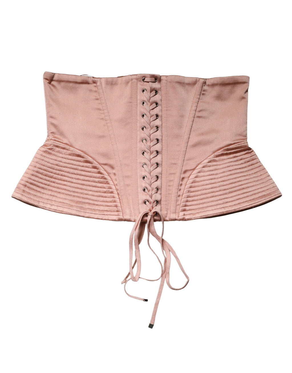 Pale Pink Silk LaceUp Waist Cincher Corset Top