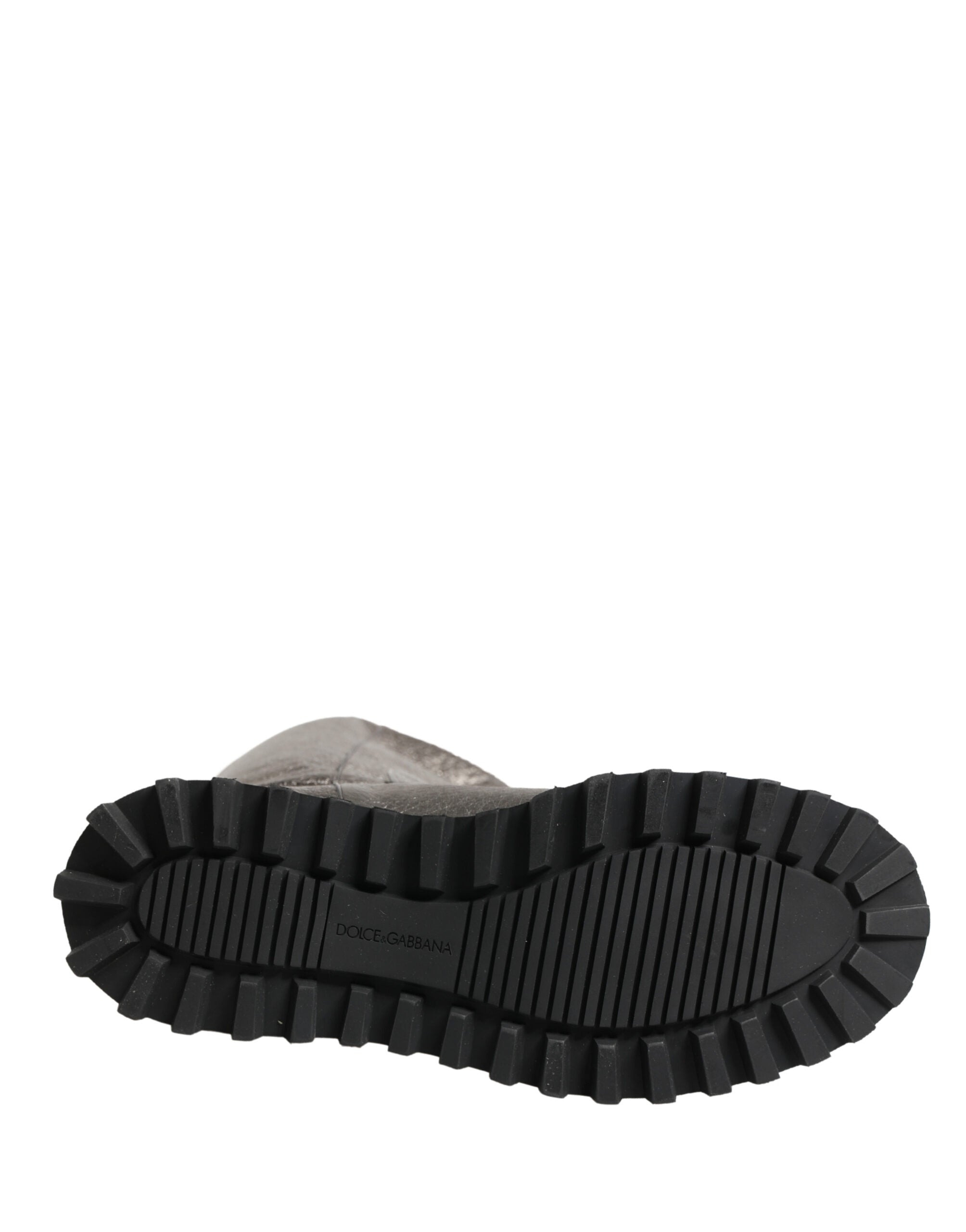 Metallic Silver Leather Mid Calf Boots Shoes