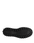 Gray Leather Logo Plaque Ankle Boots Shoes