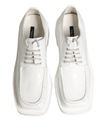 White Leather Chunky Sole Derby Shoes