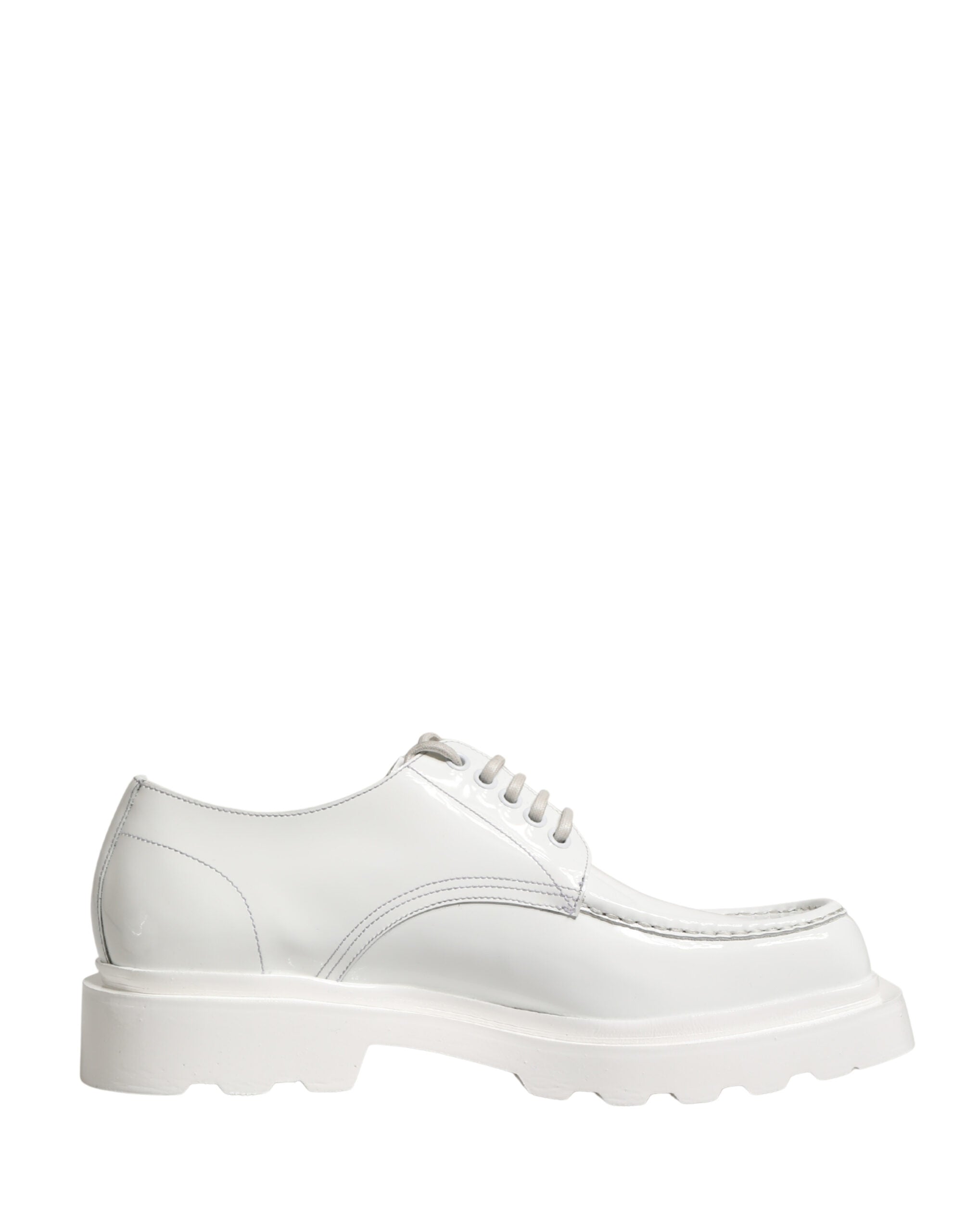 White Leather Chunky Sole Derby Shoes