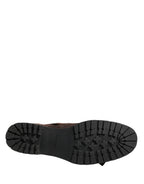 Brown Suede Leather Buckle Ankle Boots Shoes