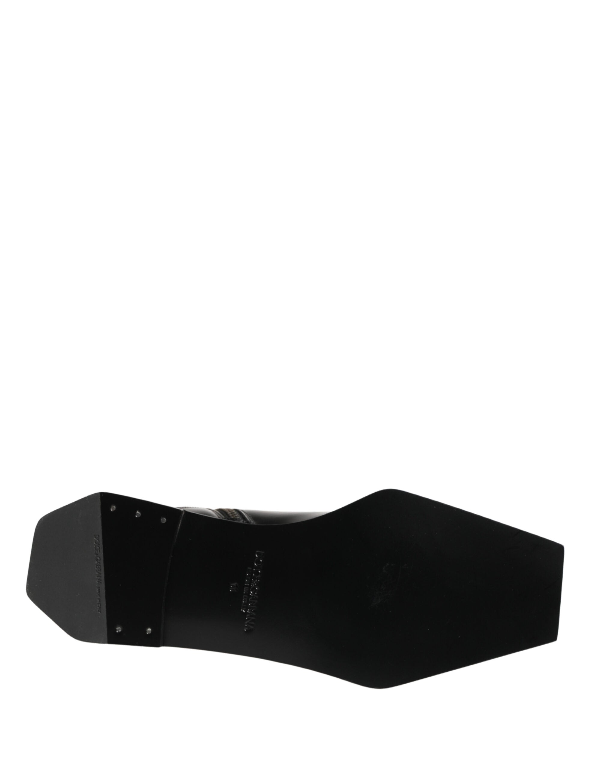 Black Leather Zip Closure Ankle Boots Shoes