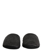 Dark Grey Charcoal Wool Red Slippers Shoes