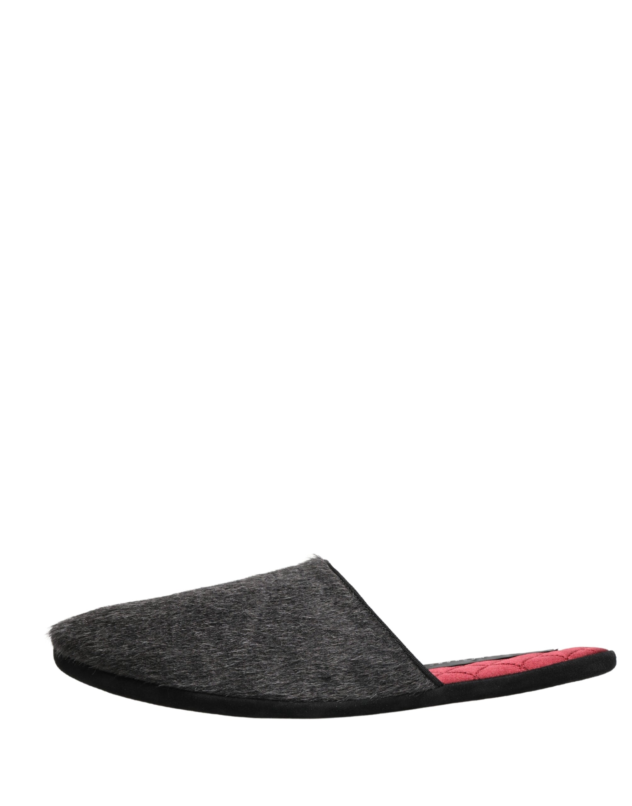 Dark Grey Charcoal Wool Red Slippers Shoes