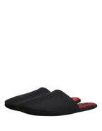 Black Wool Cashmere Red Quilted Slippers Shoes