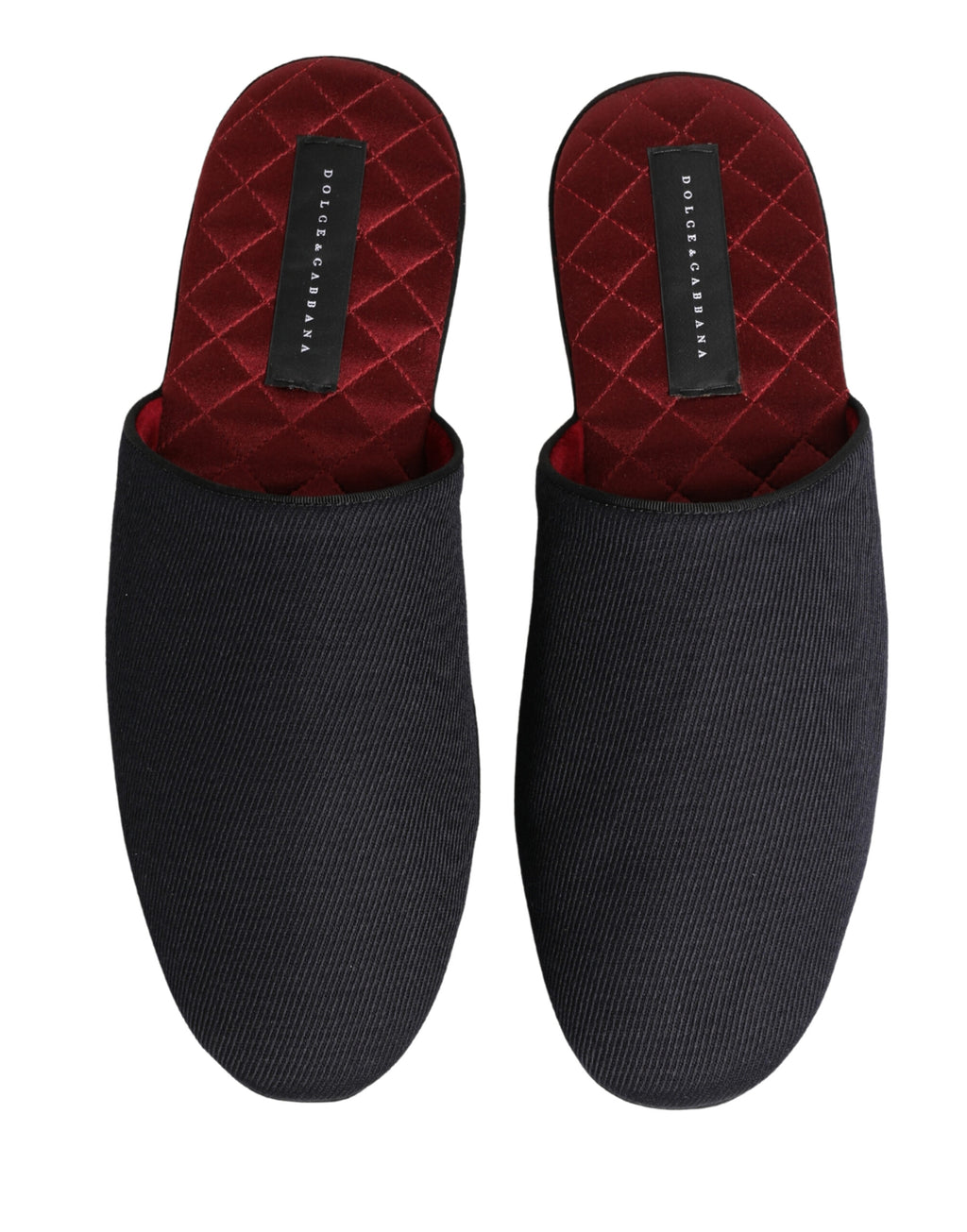 Dark Navy Wool Cotton Red Chevron Slippers Shoes