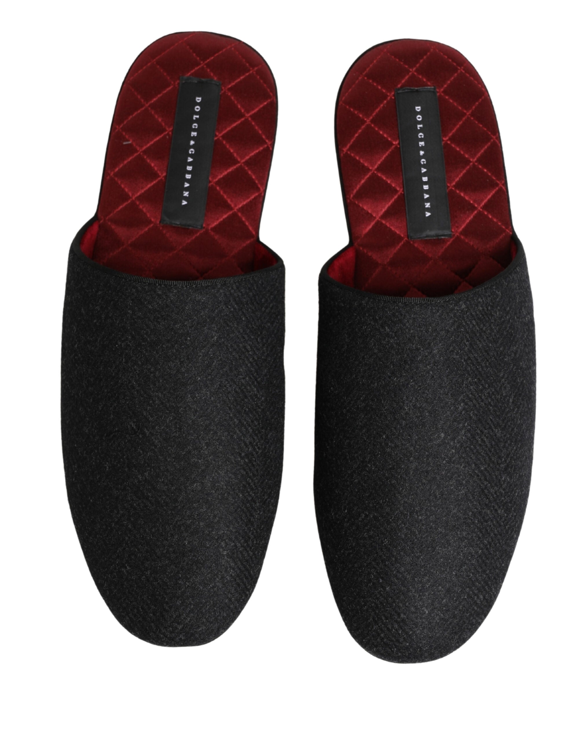 Anthracite Wool Cashmere Quilted Slippers Shoes