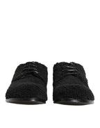 Men Black Riccio Shearling Dress Derby Shoes