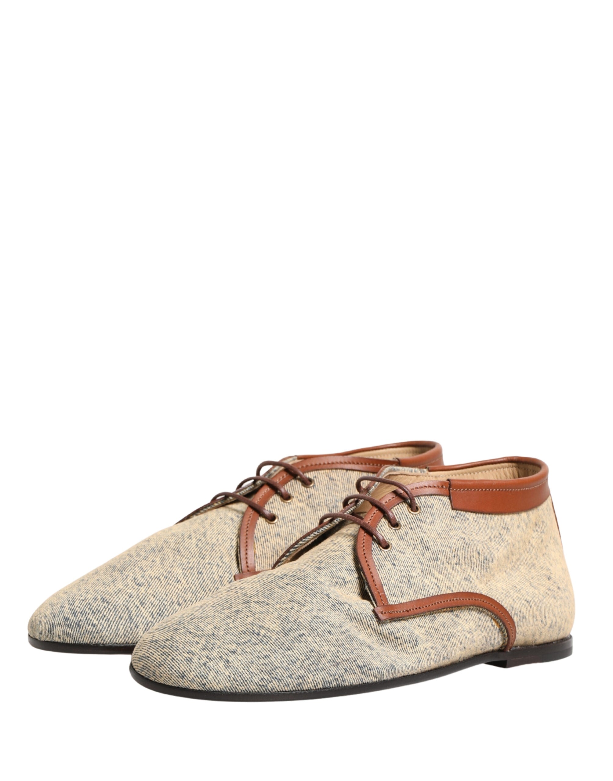 Denim Navajo Lace-Up Leather Dress Derby Shoes