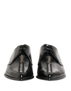 Men Black Lace-Up Leather Zip Dress Derby Shoes