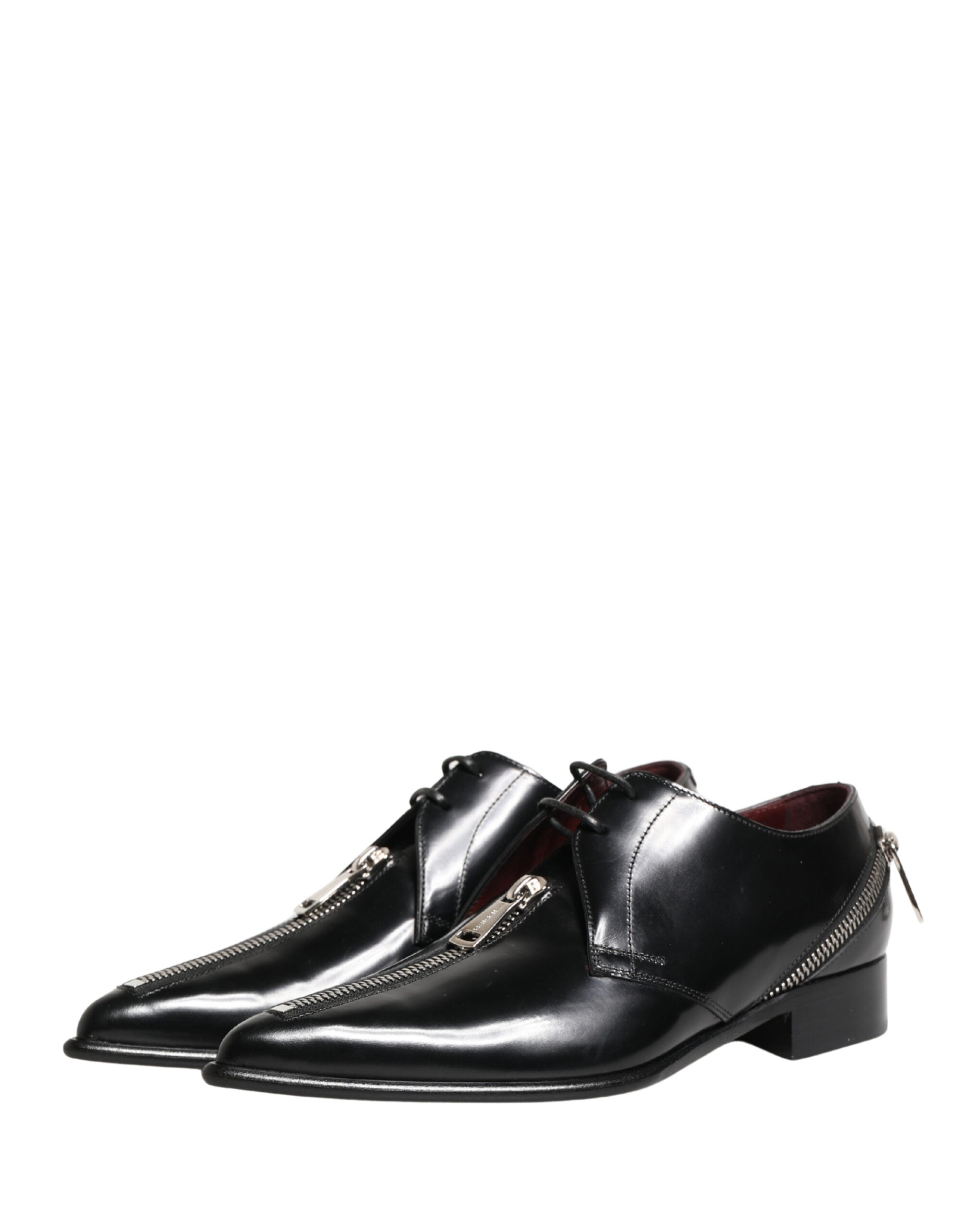 Men Black Lace-Up Leather Zip Dress Derby Shoes