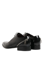 Men Black Lace-Up Leather Zip Dress Derby Shoes