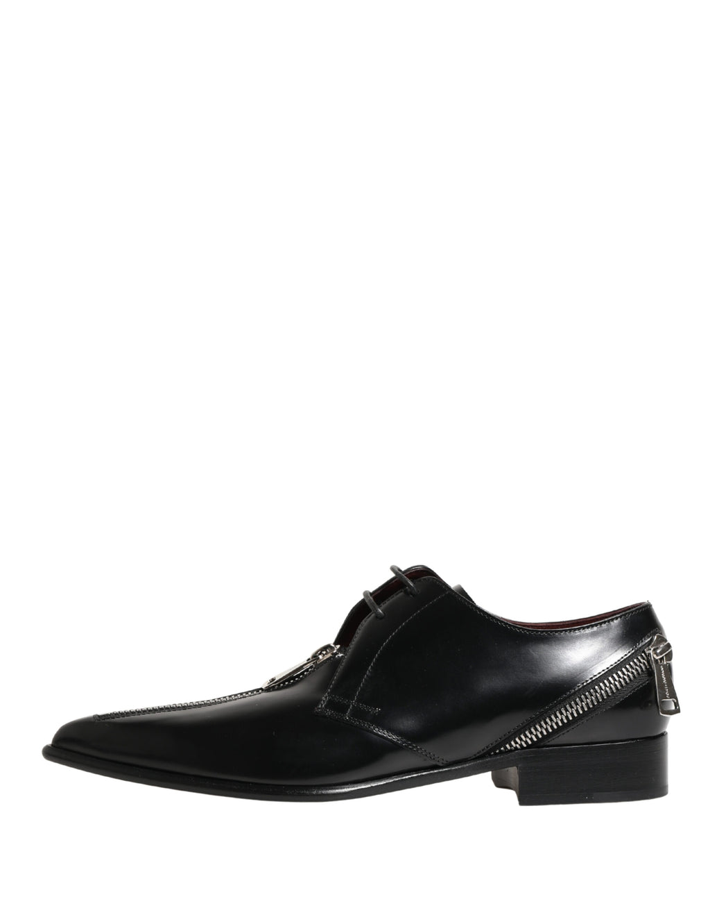 Men Black Lace-Up Leather Zip Dress Derby Shoes