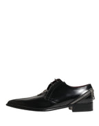 Men Black Lace-Up Leather Zip Dress Derby Shoes