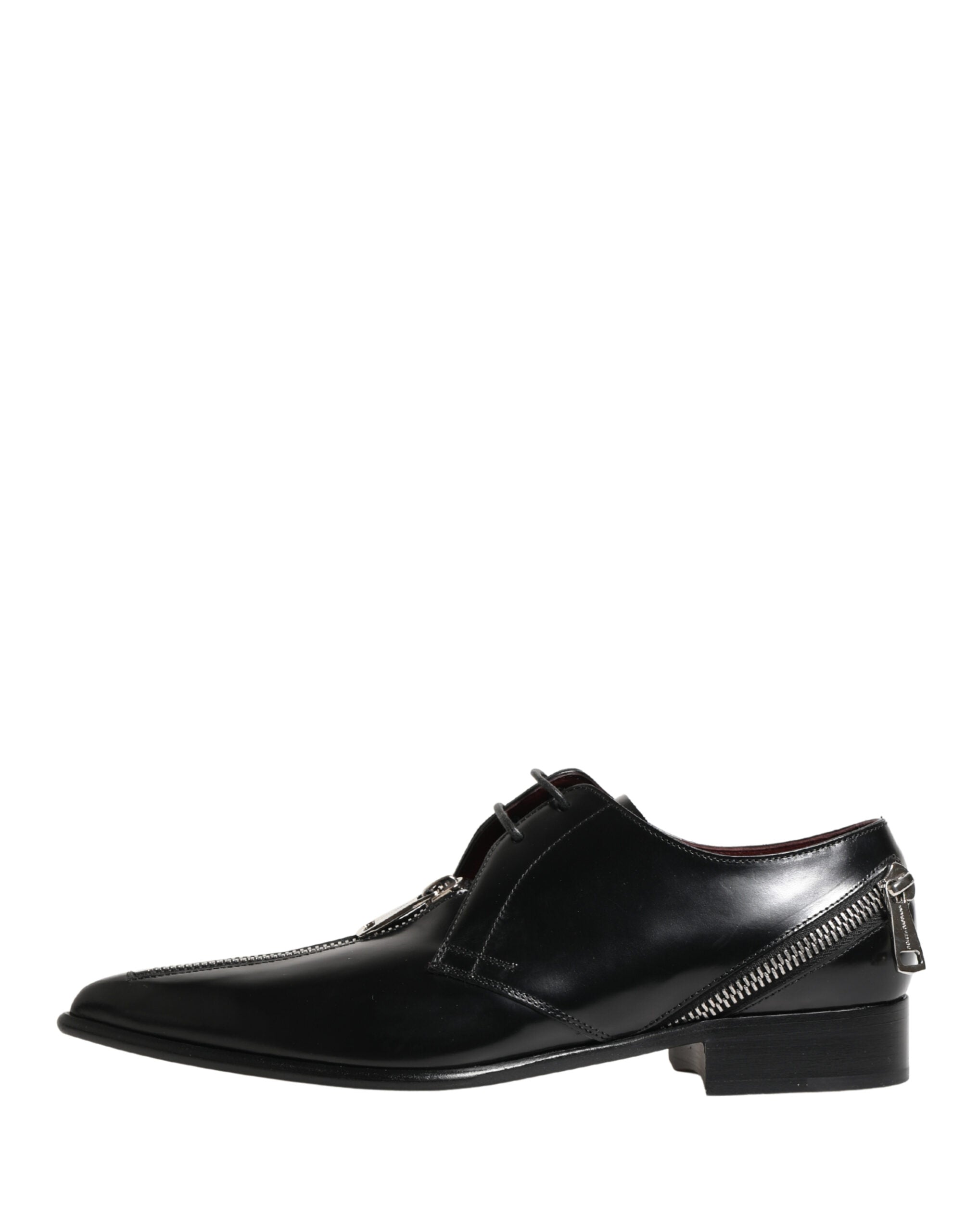 Men Black Lace-Up Leather Zip Dress Derby Shoes