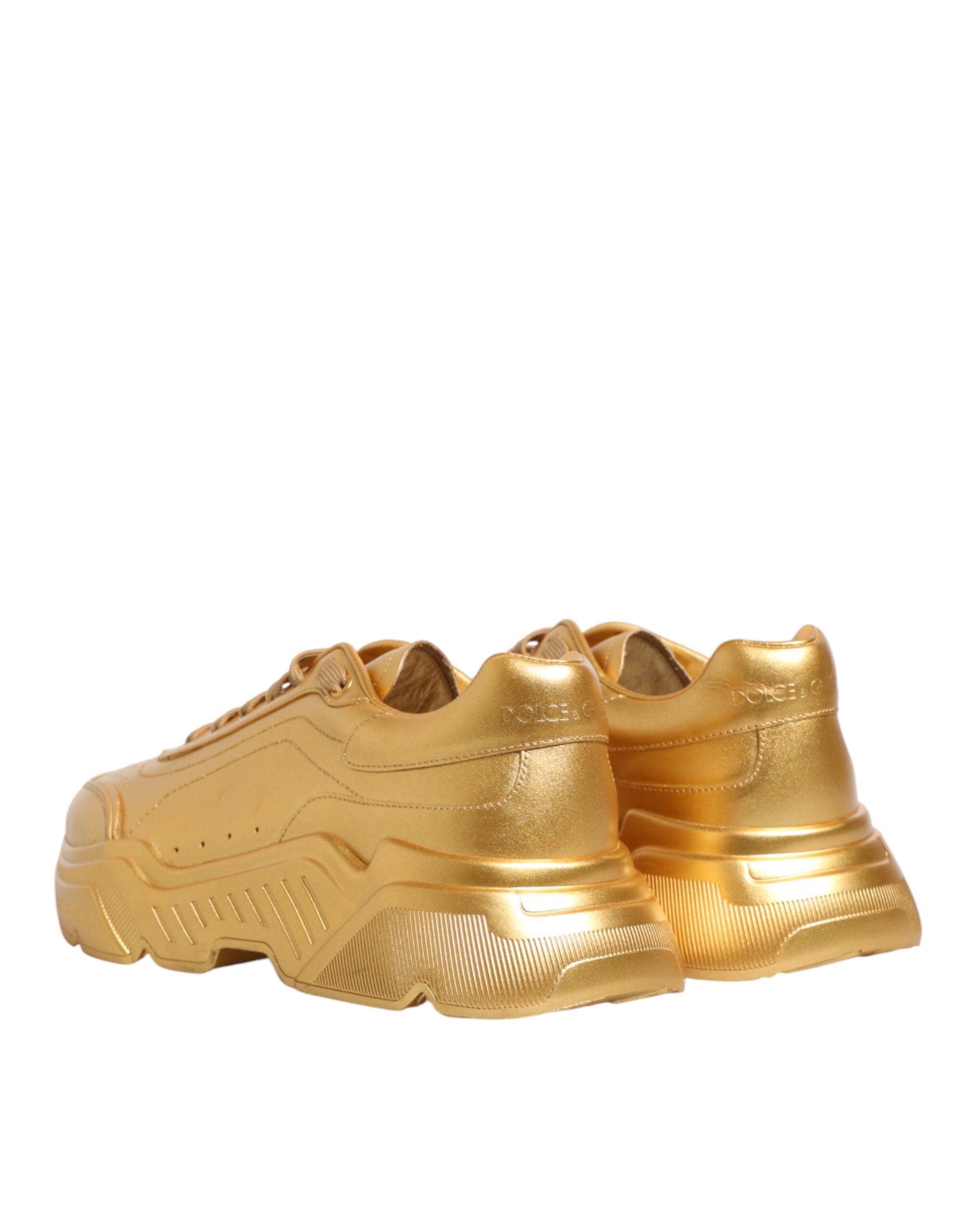 Gold Leather Daymaster Chunky Sneakers Shoes