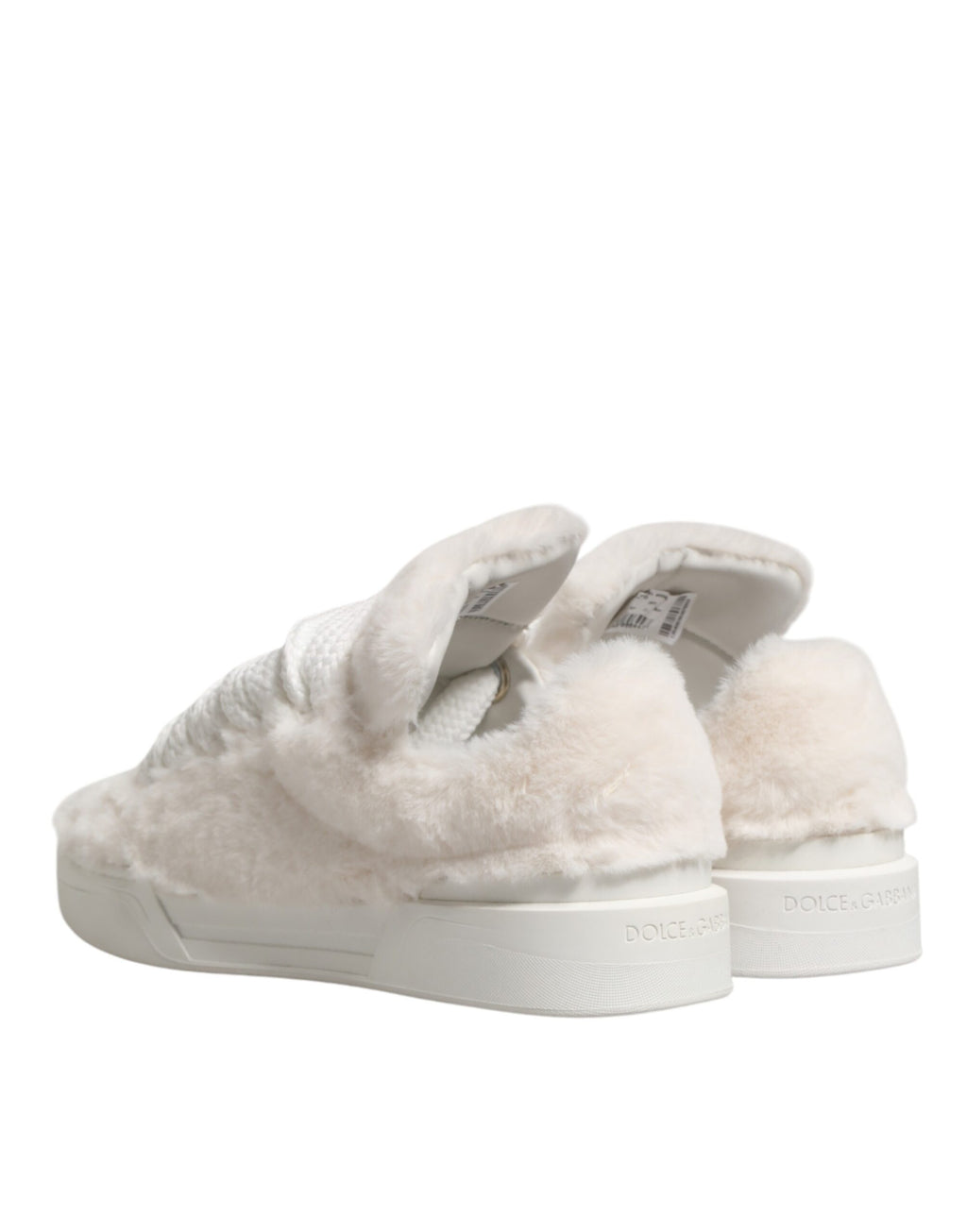White Shearling Fur Bianco Low Top Sneakers Shoes
