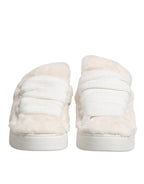 White Shearling Fur Bianco Low Top Sneakers Shoes