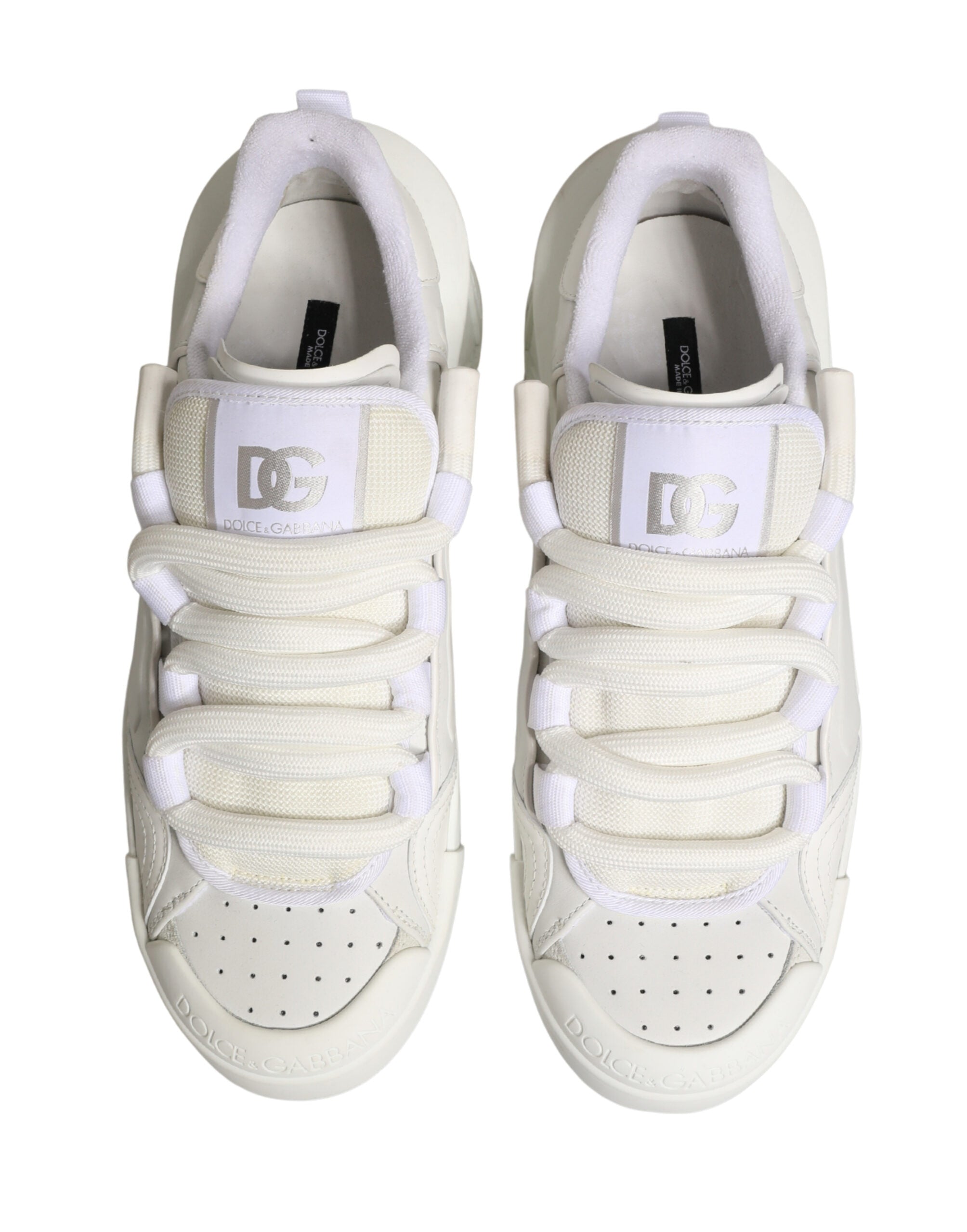 White Calfskin Leather Low Top Sneakers Shoes