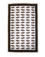 Towel White Cotton Car Graphic Print 115cm x 180cm Beach