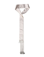 White Silk Satin Fringes Foulard 282cm x 10cm Men Scarf