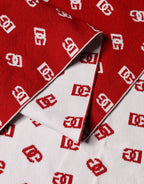 Red White Logo Print Foulard 201cm x 40.5cm  Men Scarf