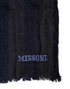 Dark Blue Wool Knit Unisex Wrap Fringe Shawl 170cm x 60cm Scarf