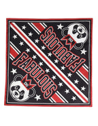 Black Red Panda Cotton Square Foulard 50.5cm x 50cm Scarf