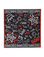 Black White Red DG Crown Cotton Foulard 47cm x 46cm Scarf