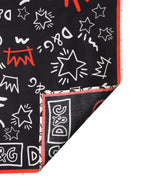 Black White Red DG Crown Cotton Foulard 47cm x 46cm Scarf