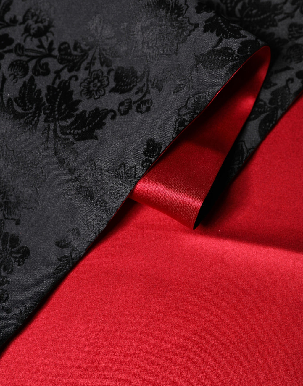 Red Black Silk Floral Fringe Neck Wrap Scarf