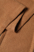 Brown Viscose Knitted Neck Wrap Fringes 266cm x20cm Scarf