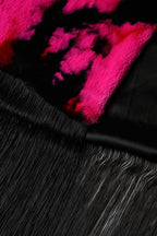 Pink Black Faux Fur Neck Wrap Fringes 200cm x 59cm Scarf