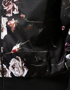 Black Floral Polyester Full Zip Bomber Jacket