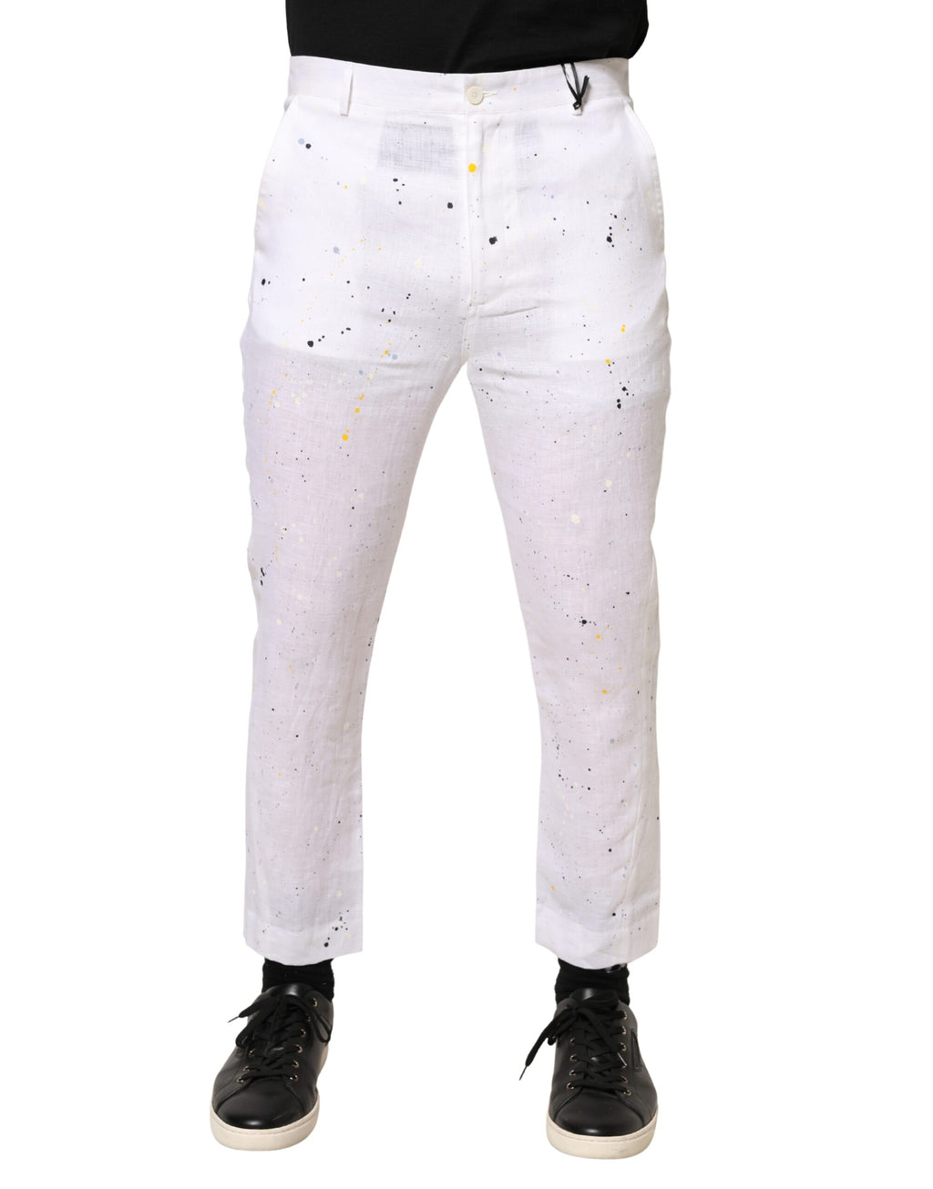 White Paint Print SkinnyFit Trouser Pants